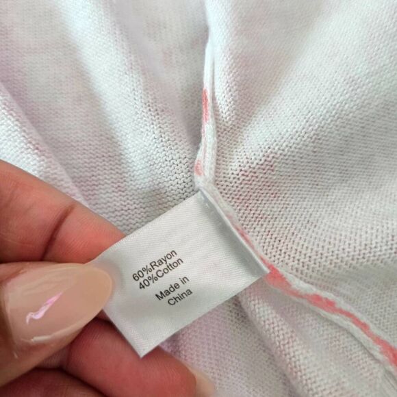 Lane Bryant Cardigan Sweater Women's‎ Size 18/20 Pink White Stretch Long Sleeve - Picture 5 of 6